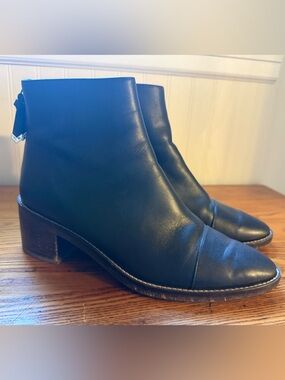 Cole Haan Black Leather Ankle Booties with Block Heel